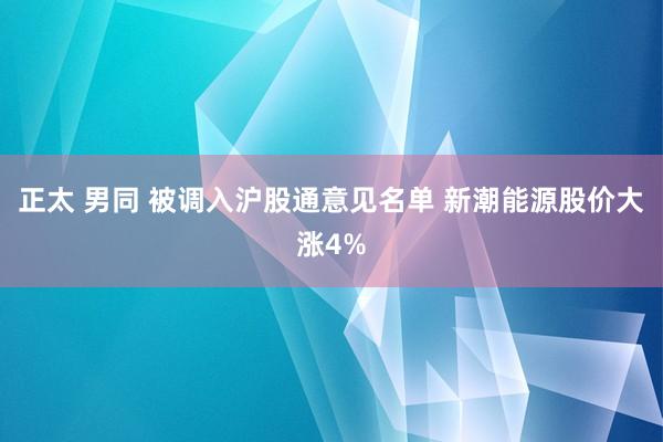 正太 男同 被调入沪股通意见名单 新潮能源股价大涨4%